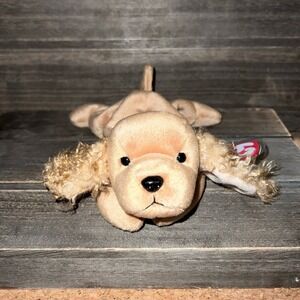 Ty Beanie Baby Spunky the‎ Cocker Spaniel w/ tag errors